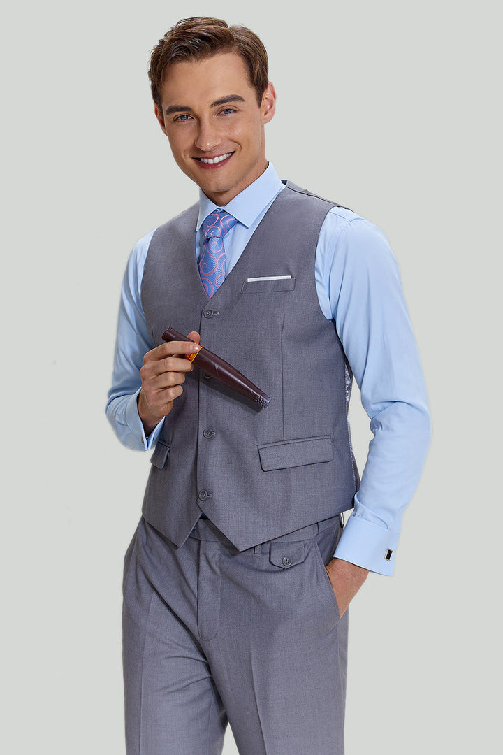 Fashion Men's 3 Pieces Flat Notch Lapel Tuxedos For Party (Blazer+vest+Pants) mens event wear