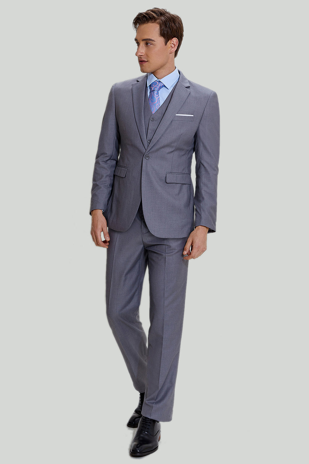 Fashion Men's 3 Pieces Flat Notch Lapel Tuxedos For Party (Blazer+vest+Pants) mens event wear