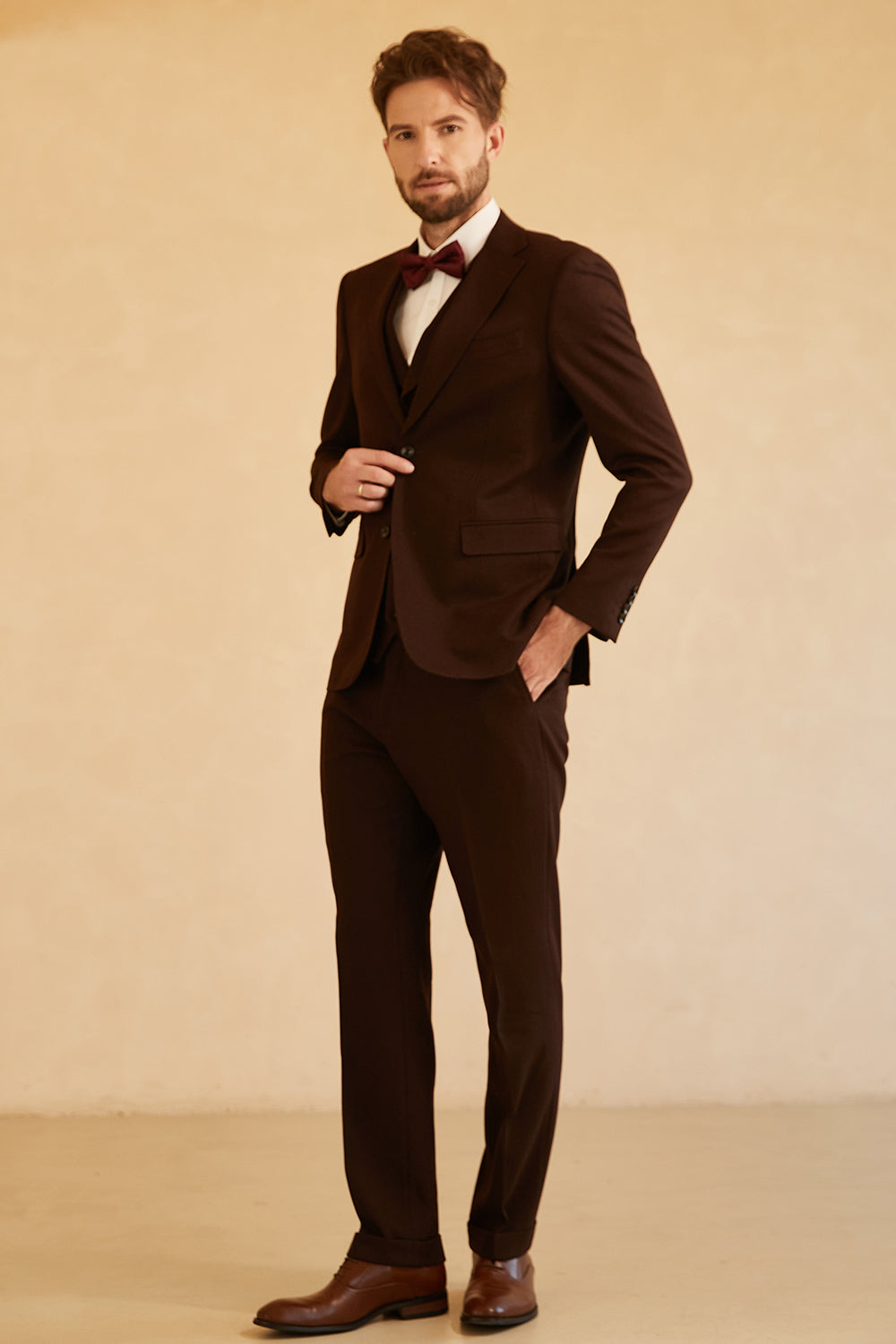 Fashion Men's 3 Pieces Flat Notch Lapel Tuxedos For Party (Blazer+vest+Pants) mens event wear