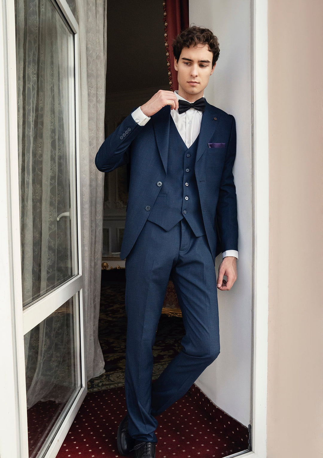 Fashion Men's 3 Pieces Flat Peak Lapel Tuxedos For Party (Blazer+vest+Pants) mens event wear