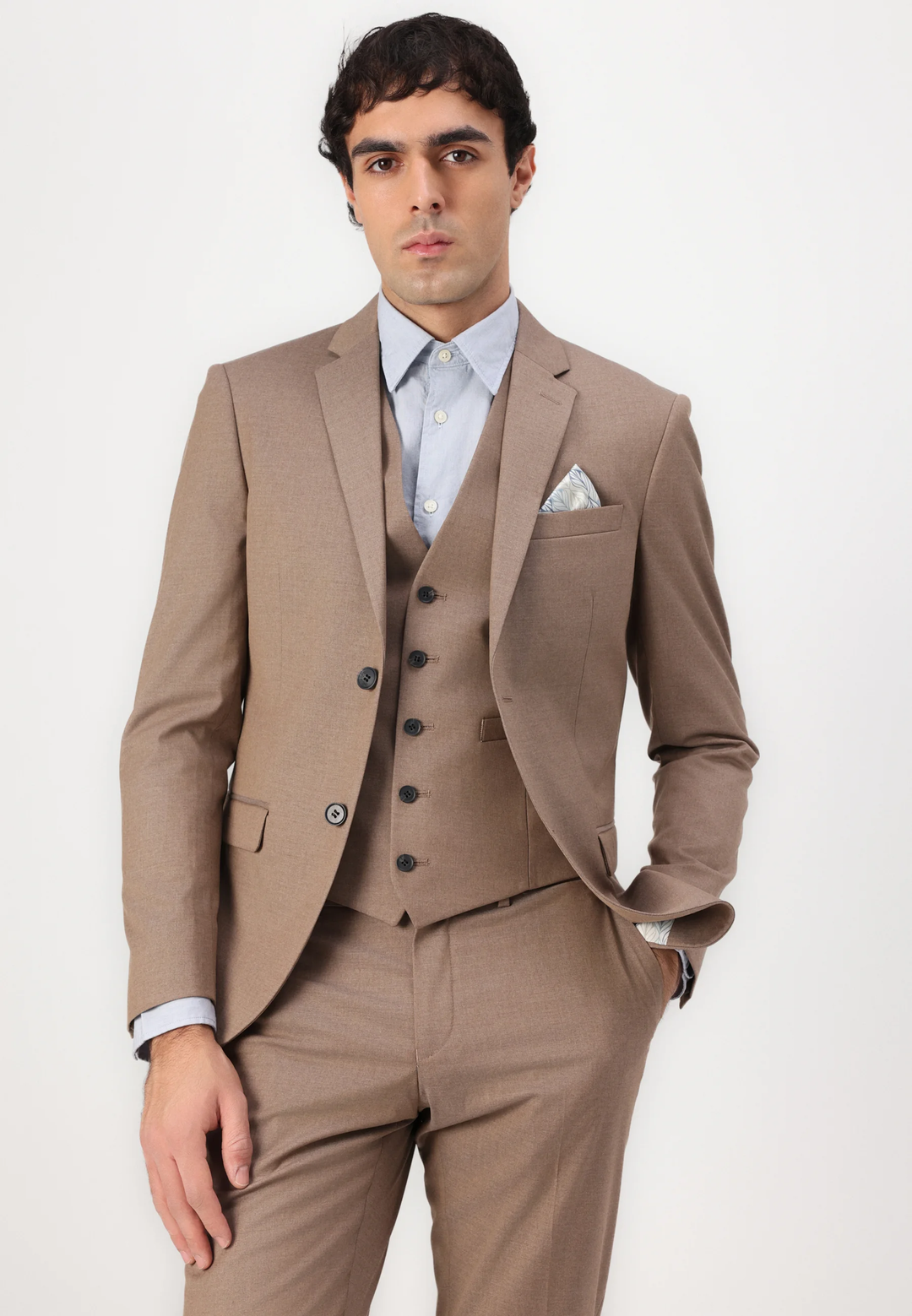 Fashion Men's 3 Pieces Flat Peak Lapel Tuxedos For Party (Blazer+vest+Pants) mens event wear
