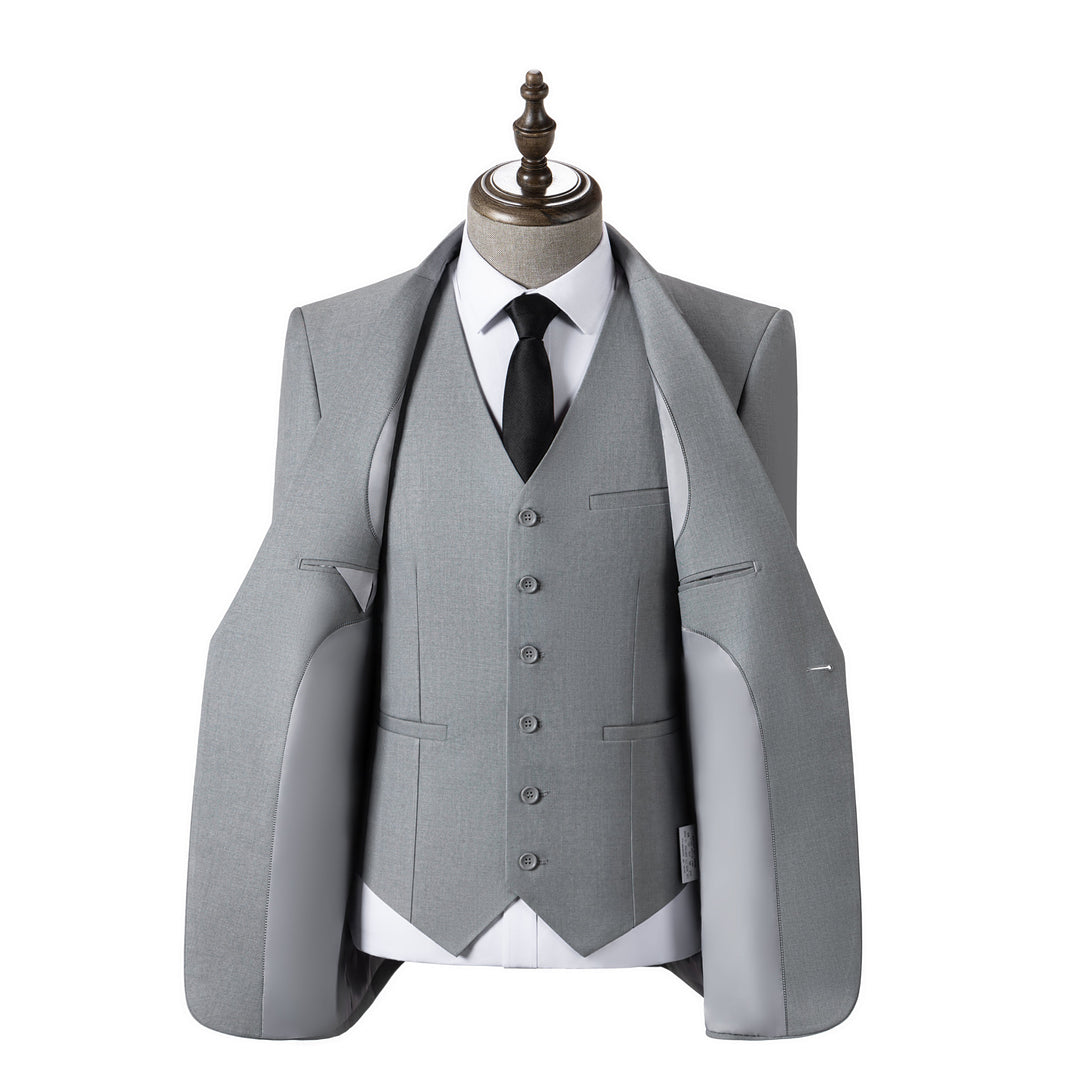 Fashion Men's 3 Pieces Flat Peak Lapel Tuxedos For Party (Blazer+vest+Pants) mens event wear