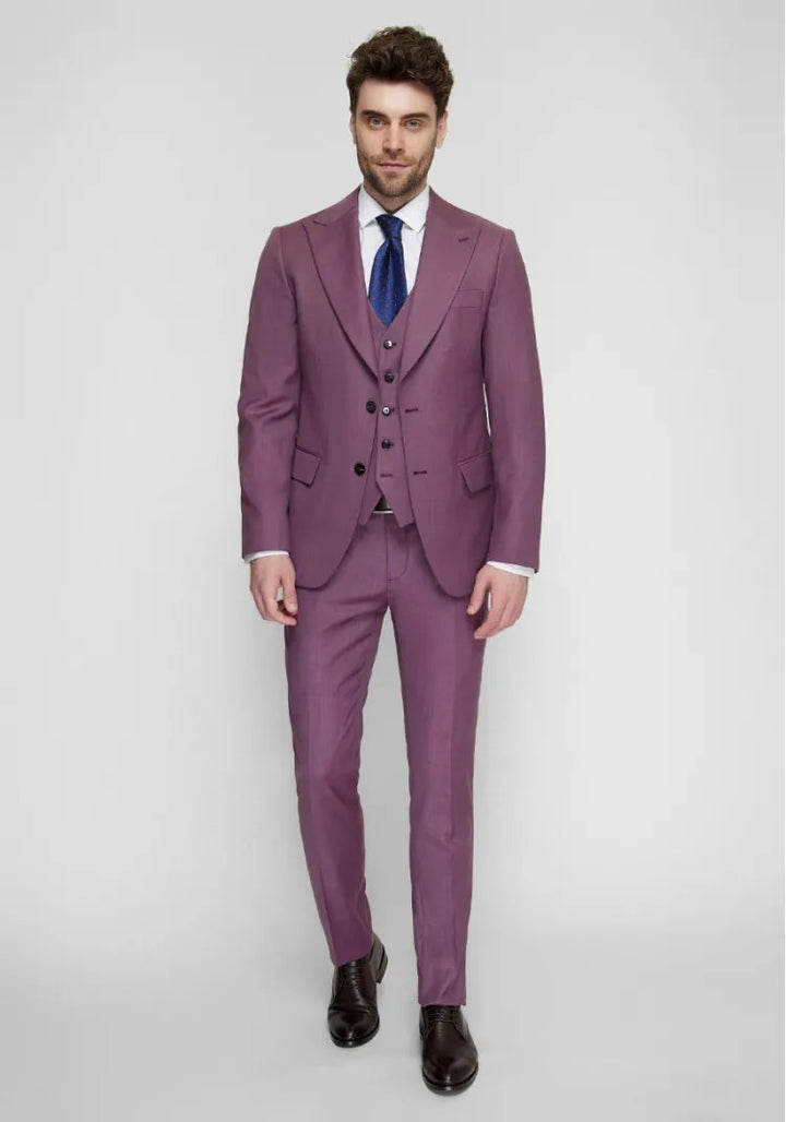 Fashion Men's 3 Pieces Flat Peak Lapel Tuxedos For Party (Blazer+vest+Pants) mens event wear