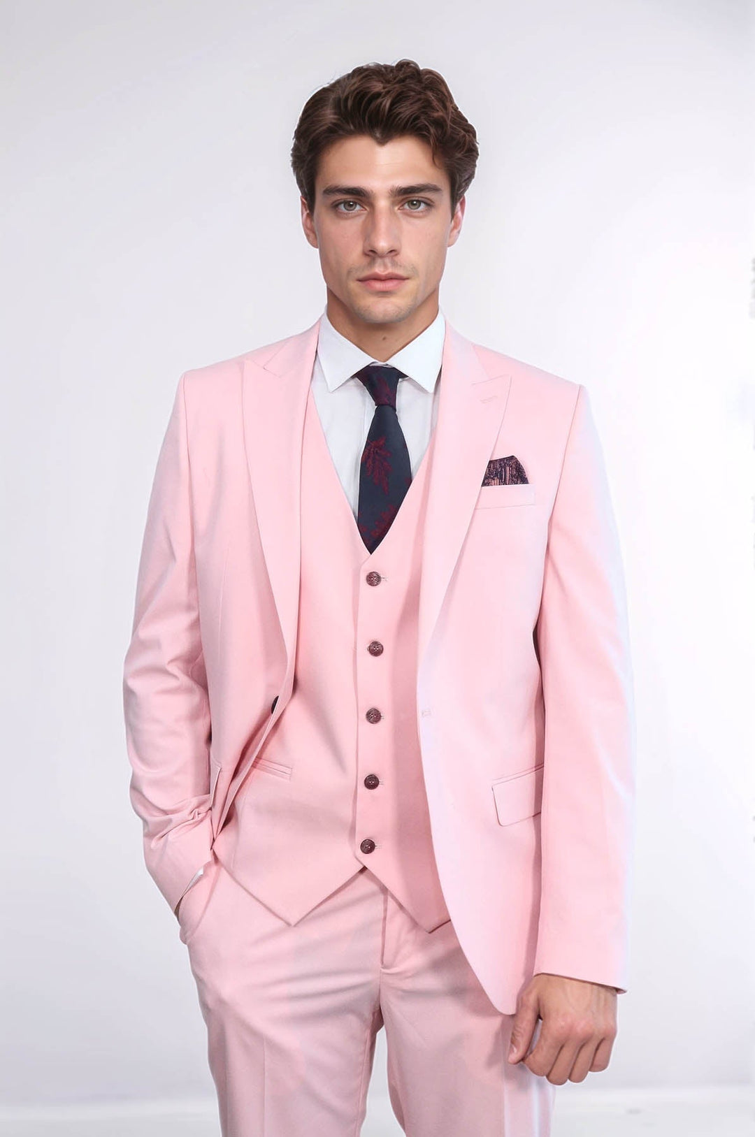 Fashion Men's 3 Pieces Flat Peak Lapel Tuxedos For Party (Blazer+vest+Pants) mens event wear