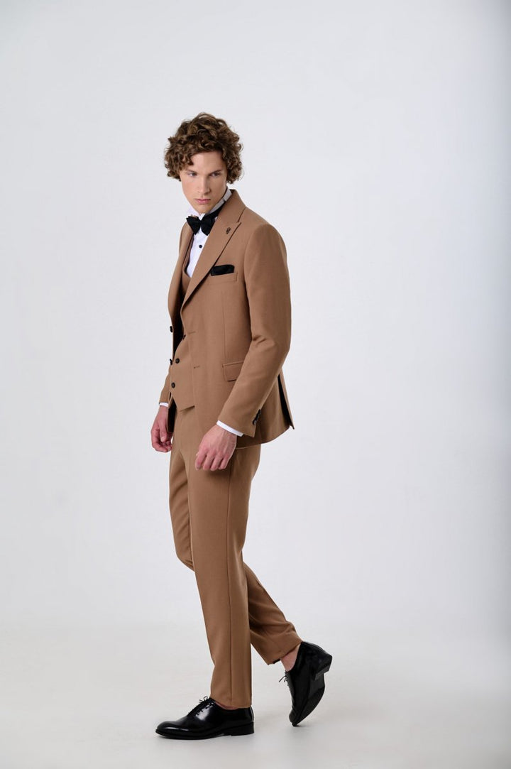 Fashion Men's 3 Pieces Flat Peak Lapel Tuxedos For Party (Blazer+vest+Pants) mens event wear