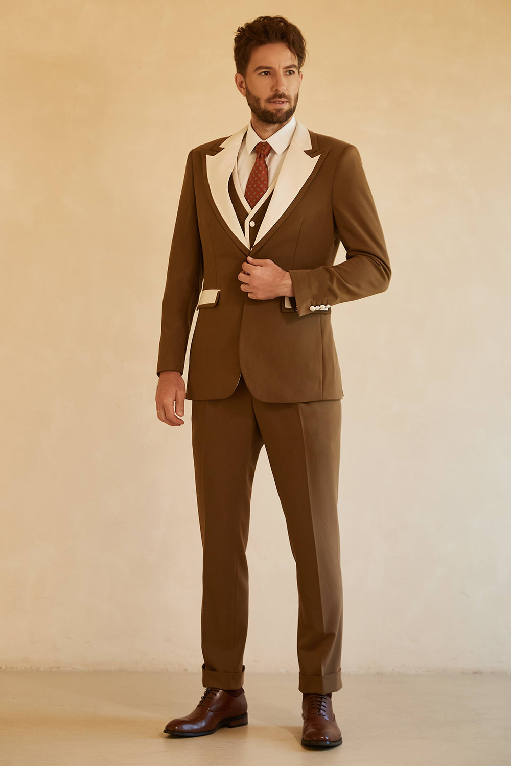 Fashion Men's 3 Pieces Flat Peak Lapel Tuxedos For Party (Blazer+vest+Pants) mens event wear