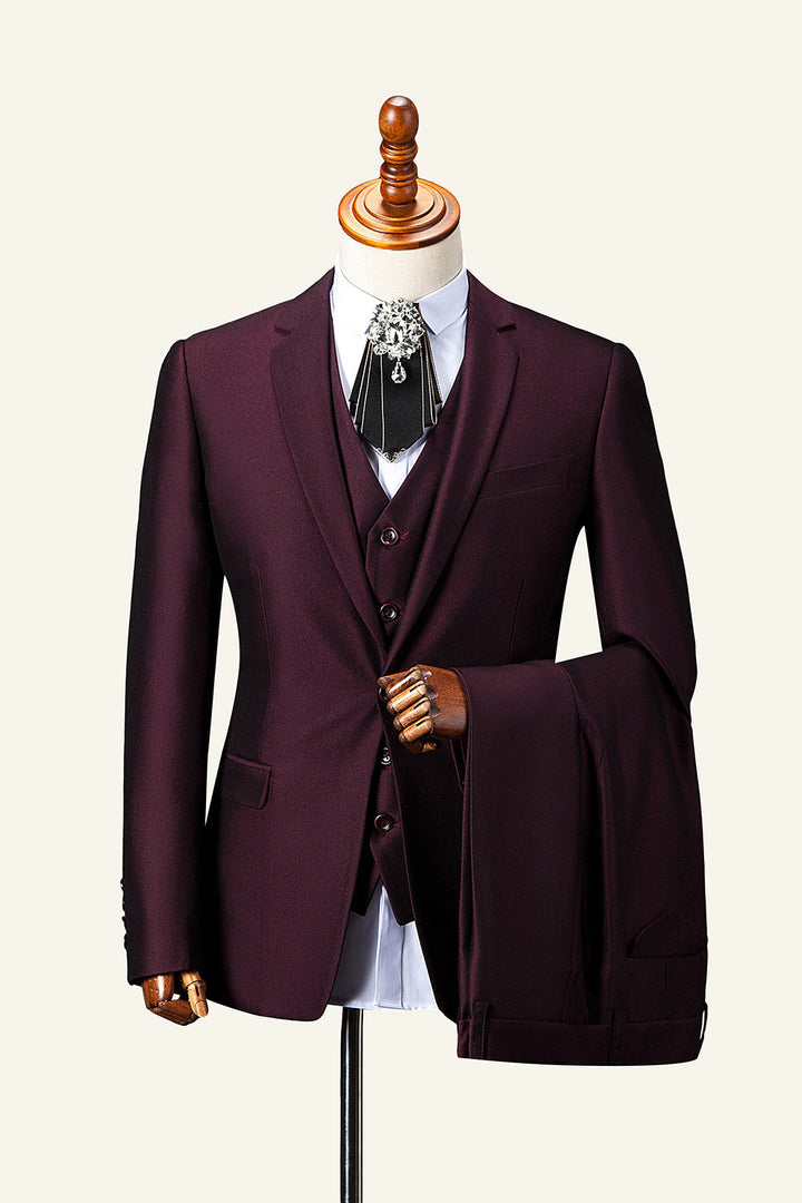 Fashion Men's 3 Pieces Flat Peak Lapel Tuxedos For Party (Blazer+vest+Pants) mens event wear