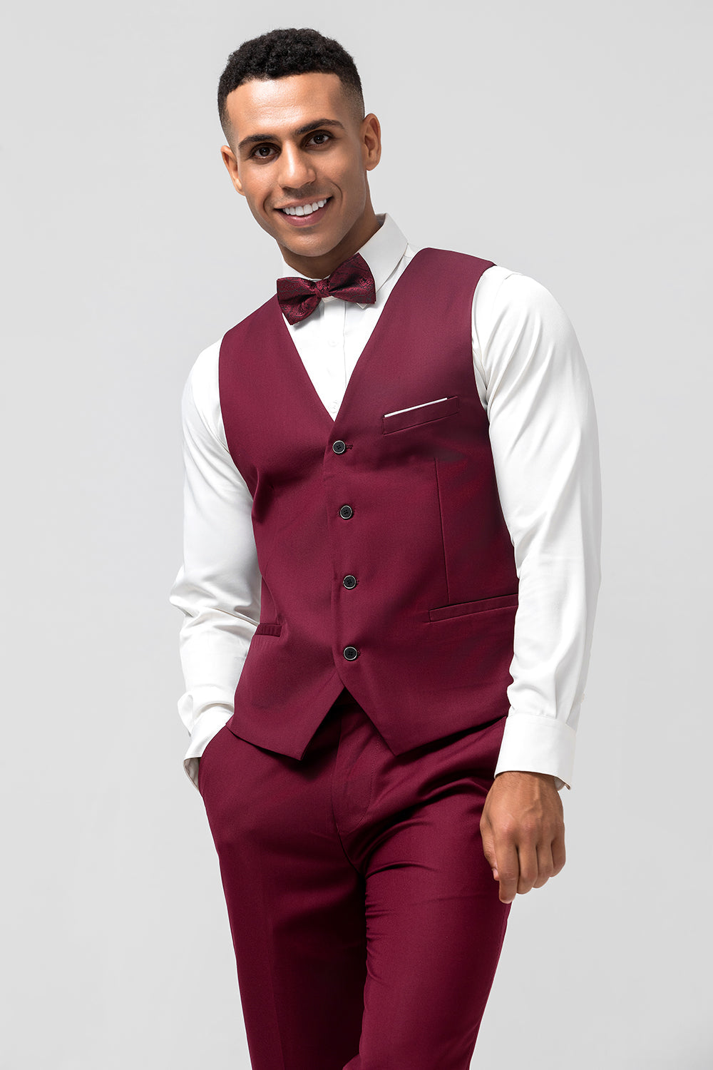 Fashion Men's 3 Pieces Flat Peak Lapel Tuxedos For Party (Blazer+vest+Pants) mens event wear