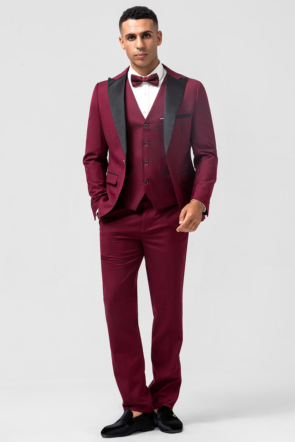 Fashion Men's 3 Pieces Flat Peak Lapel Tuxedos For Party (Blazer+vest+Pants) mens event wear