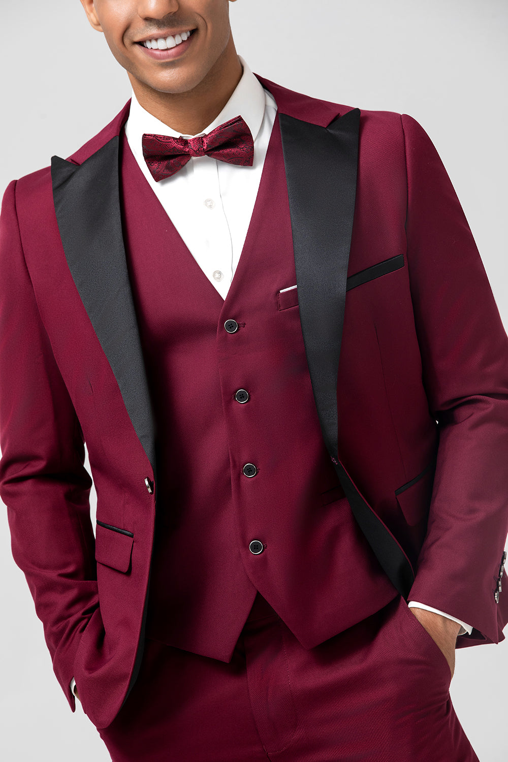 Fashion Men's 3 Pieces Flat Peak Lapel Tuxedos For Party (Blazer+vest+Pants) mens event wear