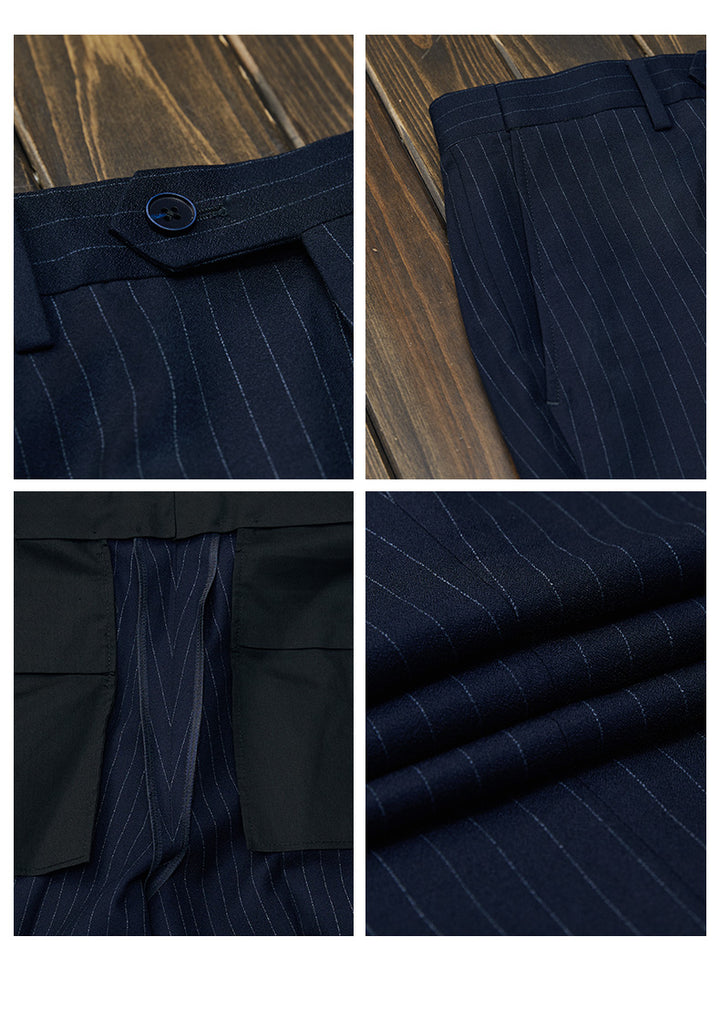 Fashion Men's 3 Pieces Mens Suit Notch Lapel Striped Tuxedos (Blazer+Vest+Pants) mens event wear