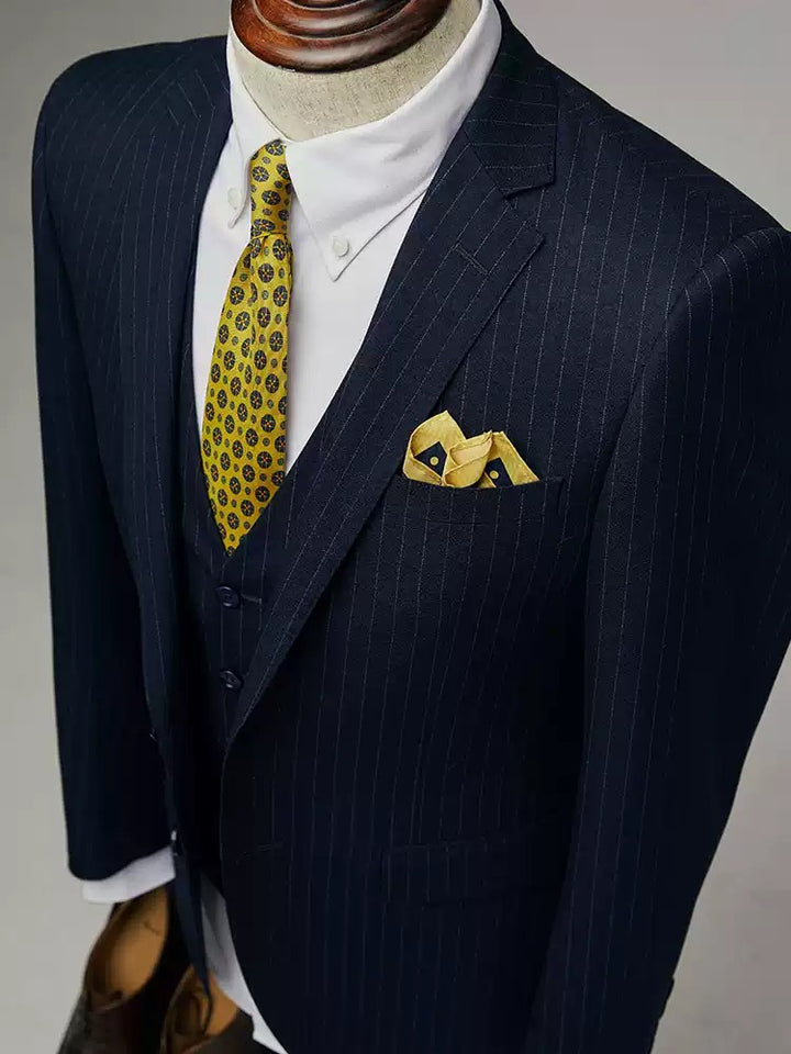 Fashion Men's 3 Pieces Mens Suit Notch Lapel Striped Tuxedos (Blazer+Vest+Pants) mens event wear