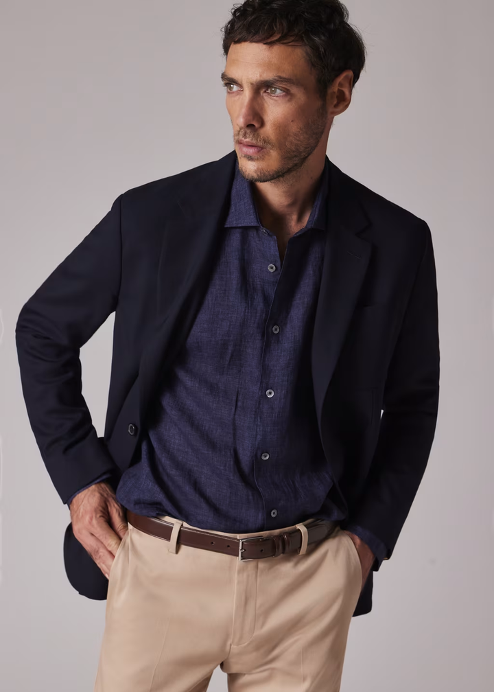 Fashion Men's Slim Fit Notch Lapel Flat Blazer mens event wear