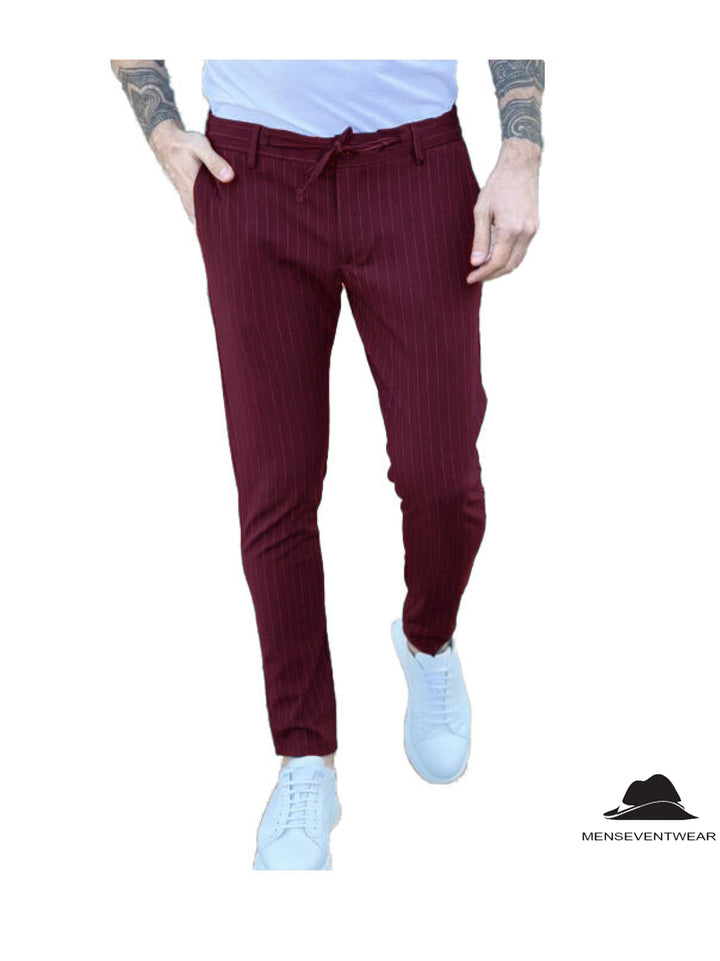 Fashion Men's Suit Pants Stripe Regular Fit Trousers mens event wear