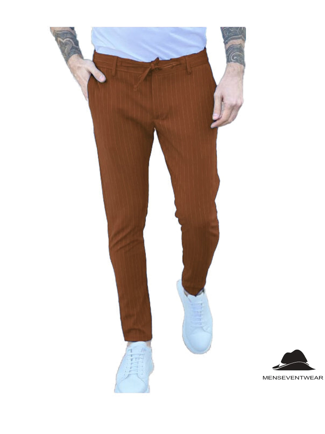 Fashion Men's Suit Pants Stripe Regular Fit Trousers mens event wear