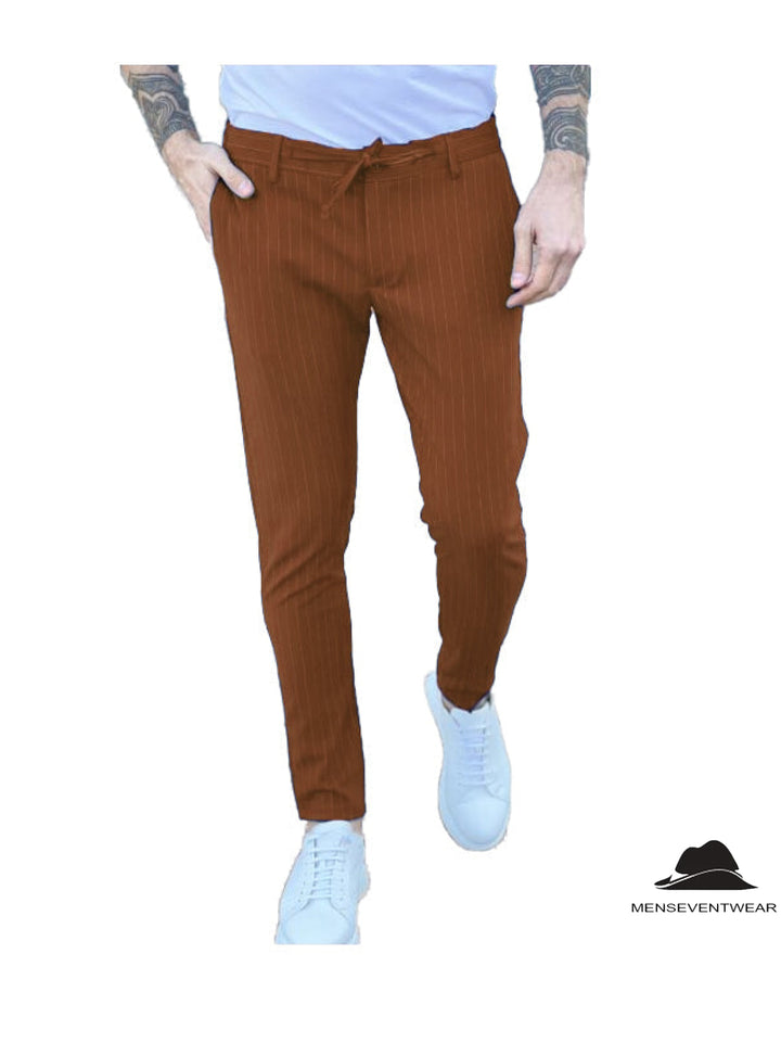 Fashion Men's Suit Pants Stripe Regular Fit Trousers mens event wear