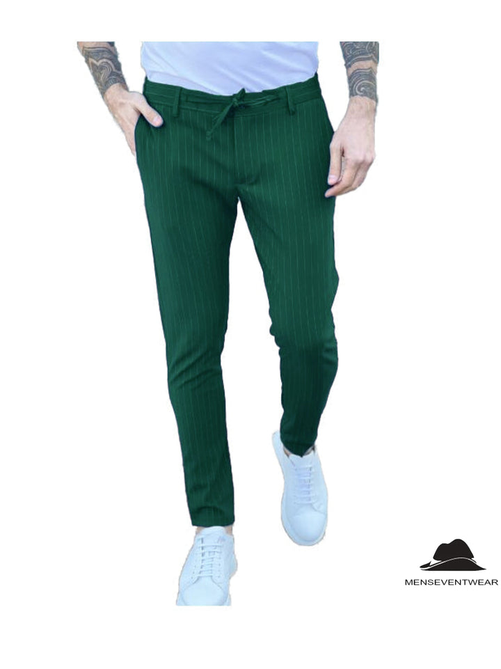 Fashion Men's Suit Pants Stripe Regular Fit Trousers mens event wear