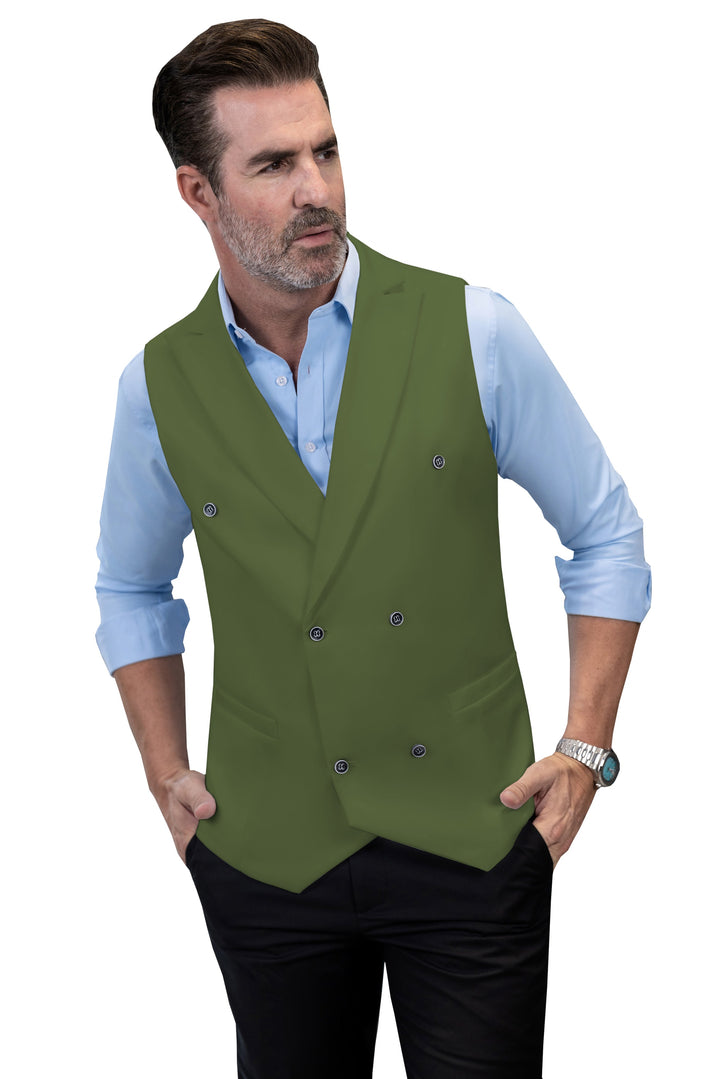 Fashion Men's Suit Vest Regular Fit Peak Lapel Waistcoat Groomsmen mens event wear