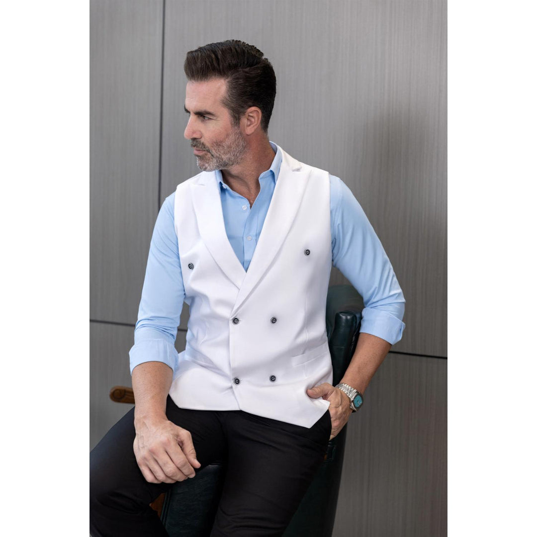 Fashion Men's Suit Vest Regular Fit Peak Lapel Waistcoat Groomsmen
