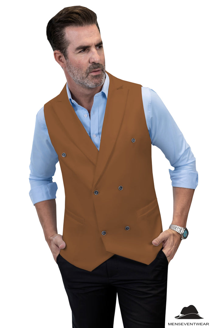 Fashion Men's Suit Vest Regular Fit Peak Lapel Waistcoat Groomsmen mens event wear