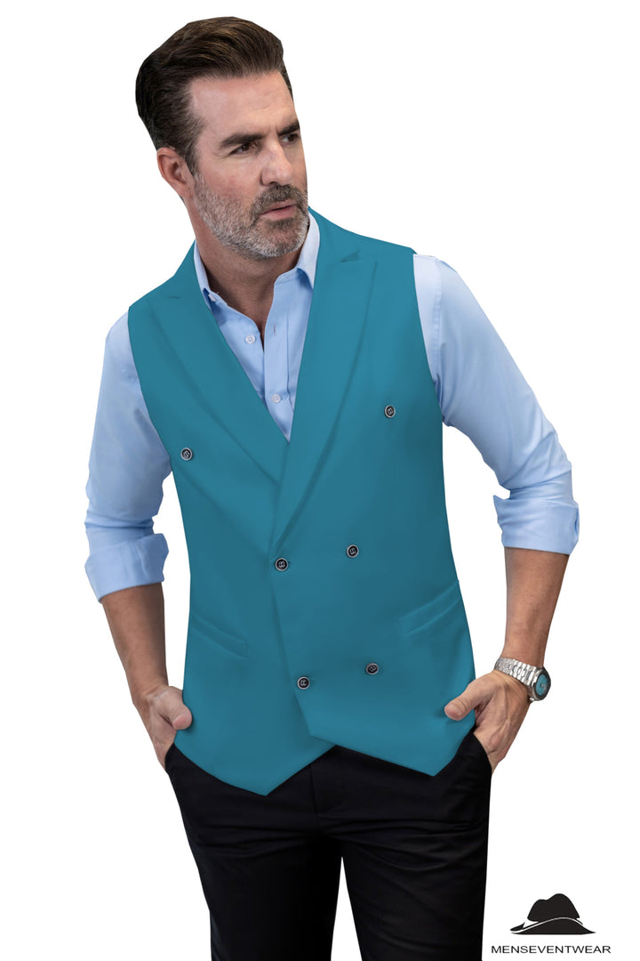 Fashion Men's Suit Vest Regular Fit Peak Lapel Waistcoat Groomsmen mens event wear