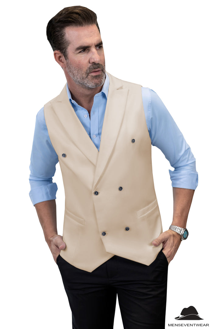 Fashion Men's Suit Vest Regular Fit Peak Lapel Waistcoat Groomsmen mens event wear