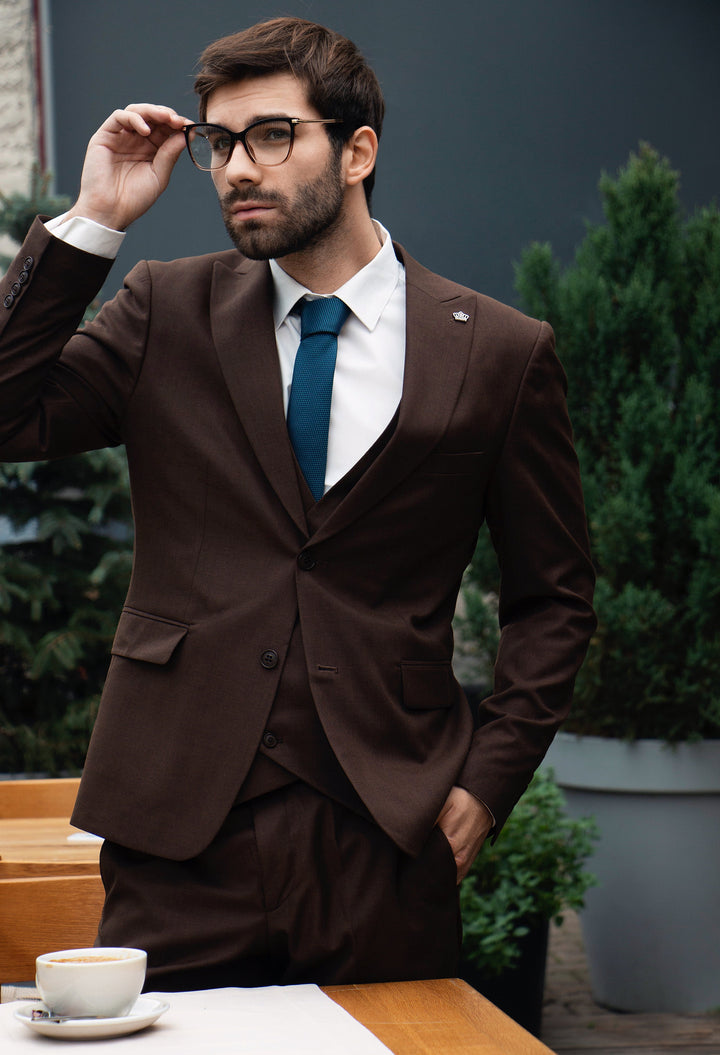 Fashion Men's Suits 3 Pieces Peak Lapel Tuxedos (Blazer+Vest+ Pant) mens event wear