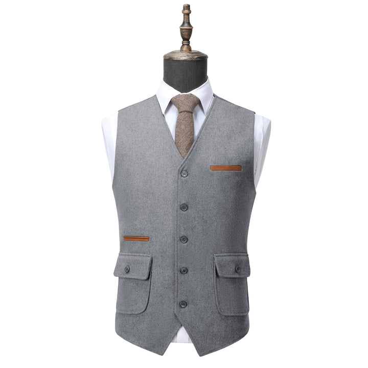 Fashion Mens Regular Fit Tweed V Neck Waistcoat mens event wear