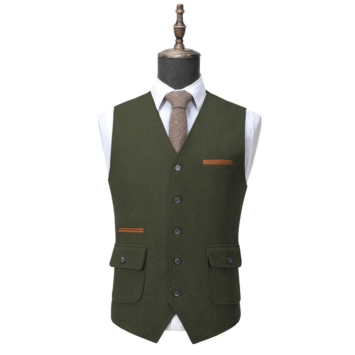 Fashion Mens Regular Fit Tweed V Neck Waistcoat mens event wear