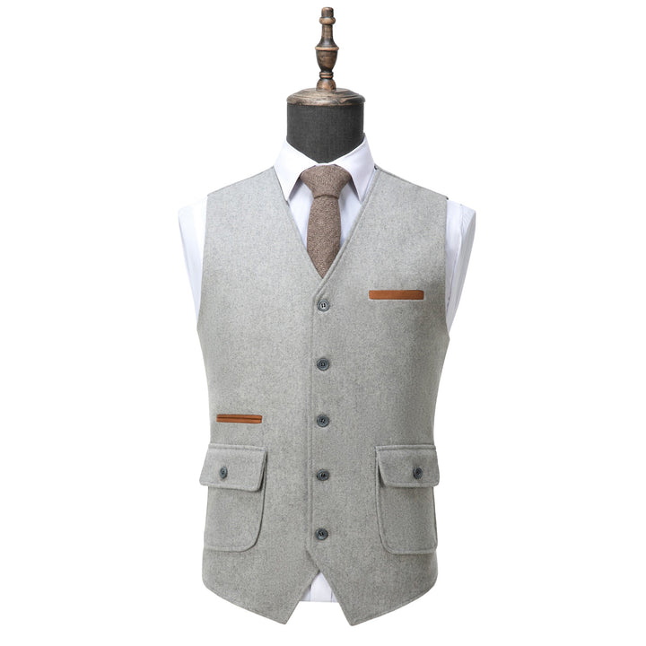 Fashion Mens Regular Fit Tweed V Neck Waistcoat mens event wear