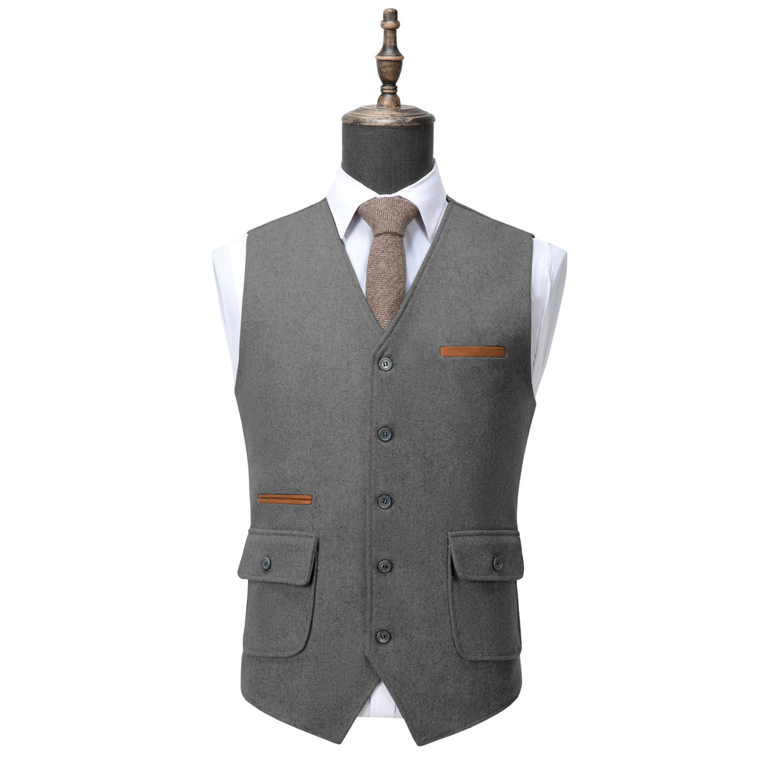 Fashion Mens Regular Fit Tweed V Neck Waistcoat mens event wear