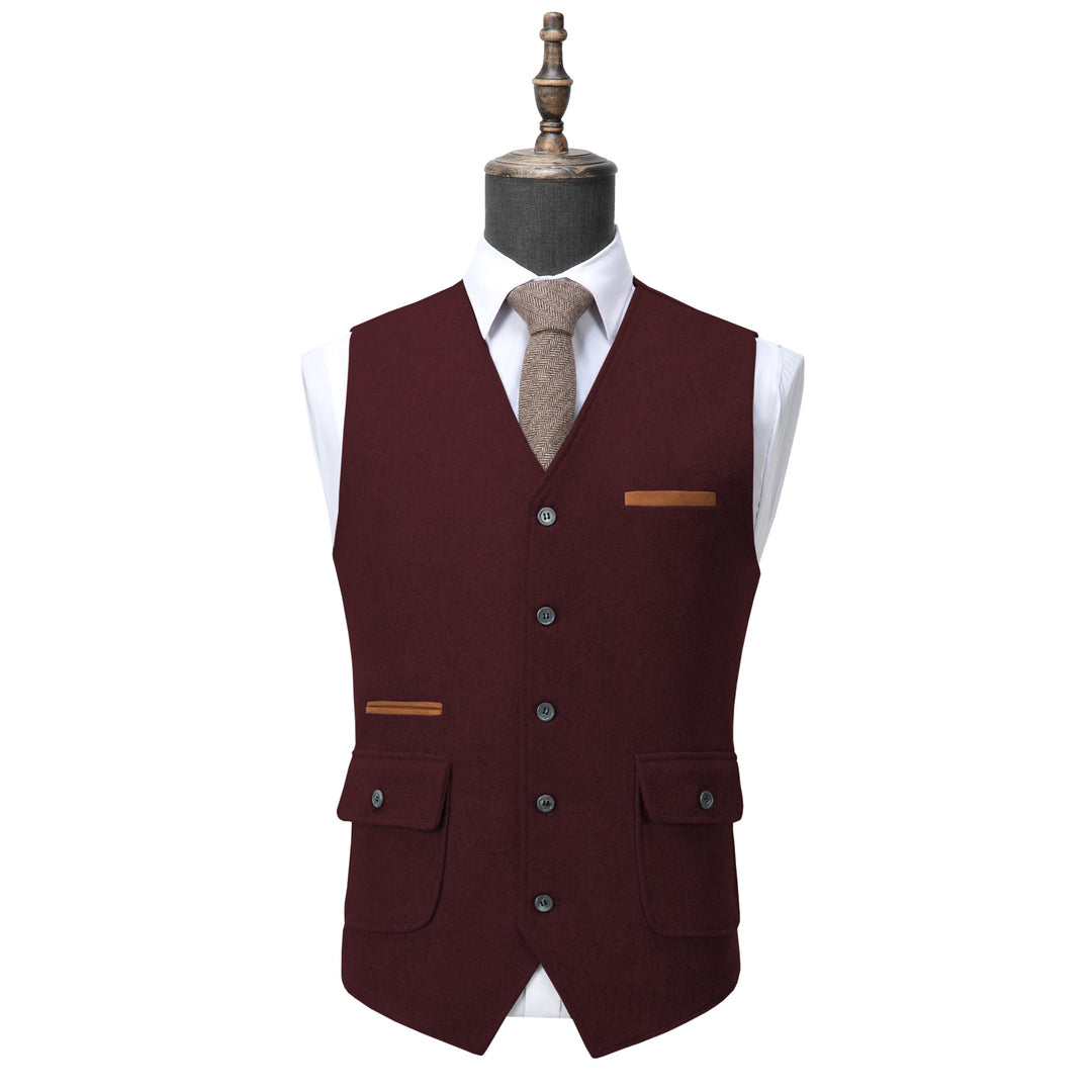 Fashion Mens Regular Fit Tweed V Neck Waistcoat mens event wear