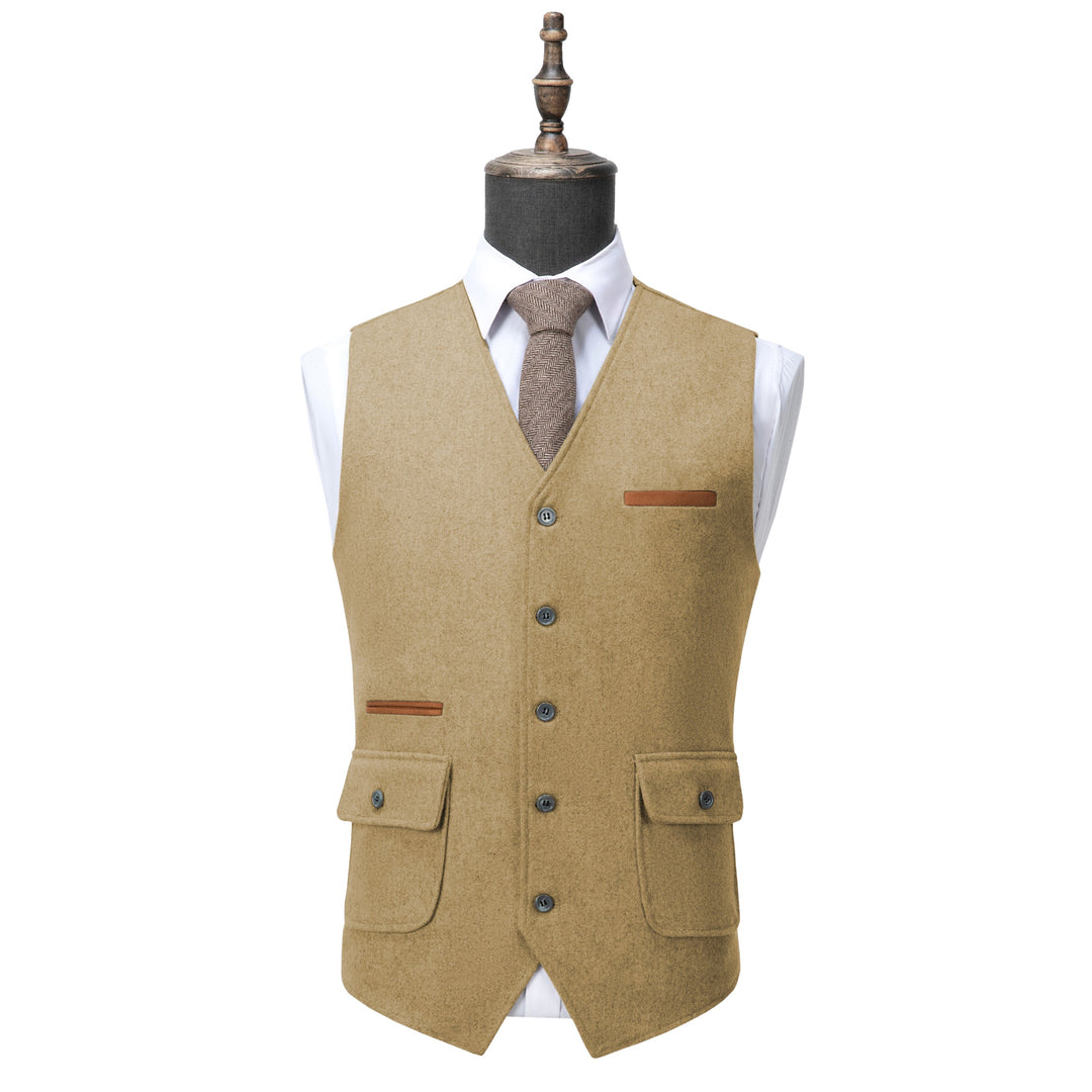 Fashion Mens Regular Fit Tweed V Neck Waistcoat mens event wear