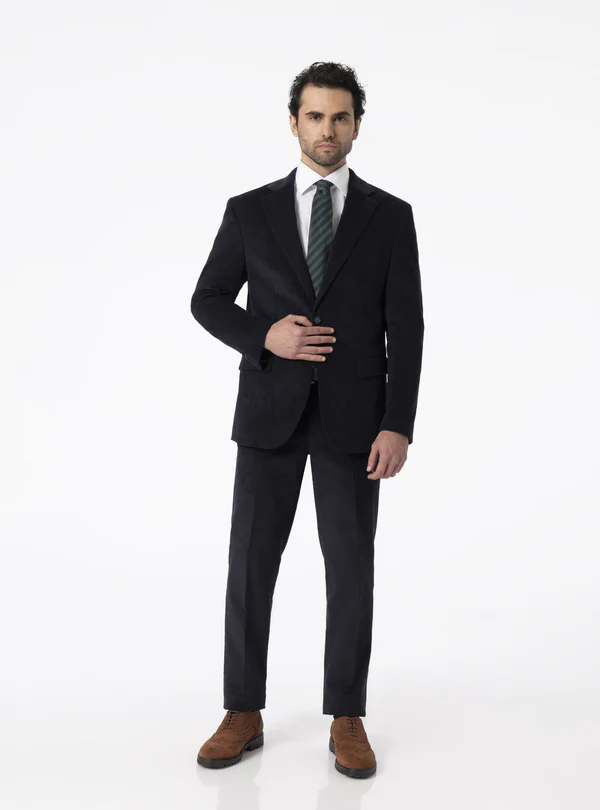 Formal 2 Pieces Mens Suit Corduroy Notch Lapel Tuxedos For Wedding (Blazer+Pants) mens event wear