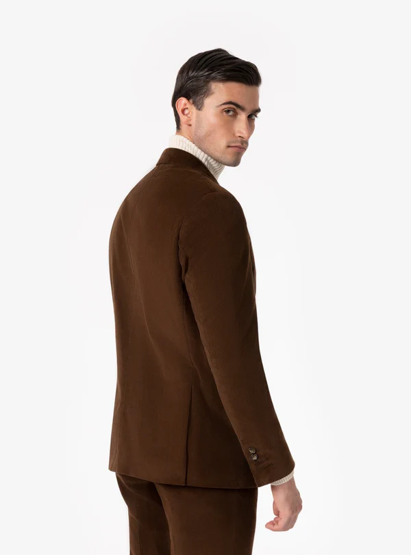 Formal 2 Pieces Mens Suit Corduroy Notch Lapel Tuxedos For Wedding (Blazer+Pants) mens event wear