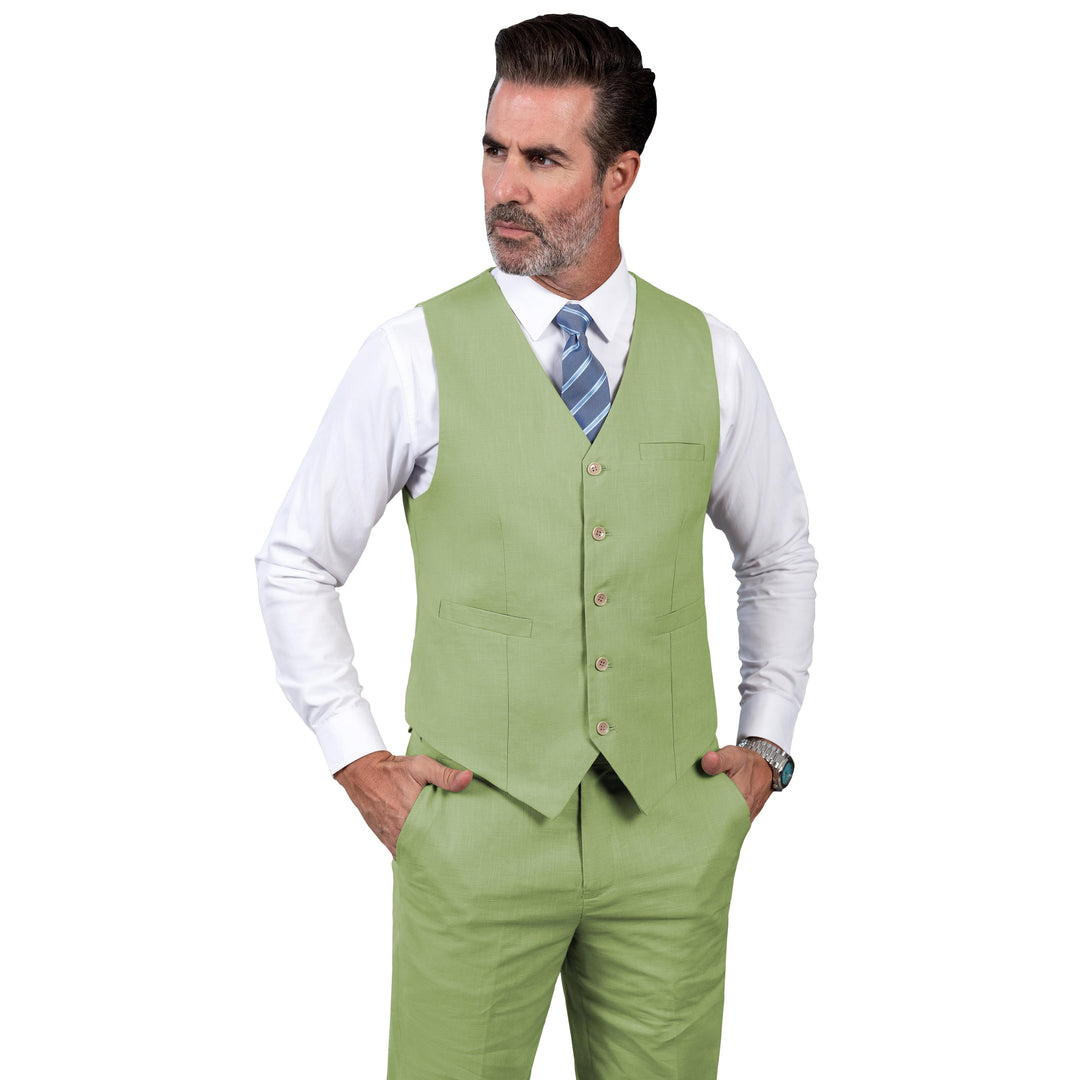 Formal 2 Pieces Mens Suit Flat Linen V Neck Suit(Vest+Pants) mens event wear Formal 2 Pieces Mens Suit Flat Linen V Neck Suit(Vest+Pants) mens event wear