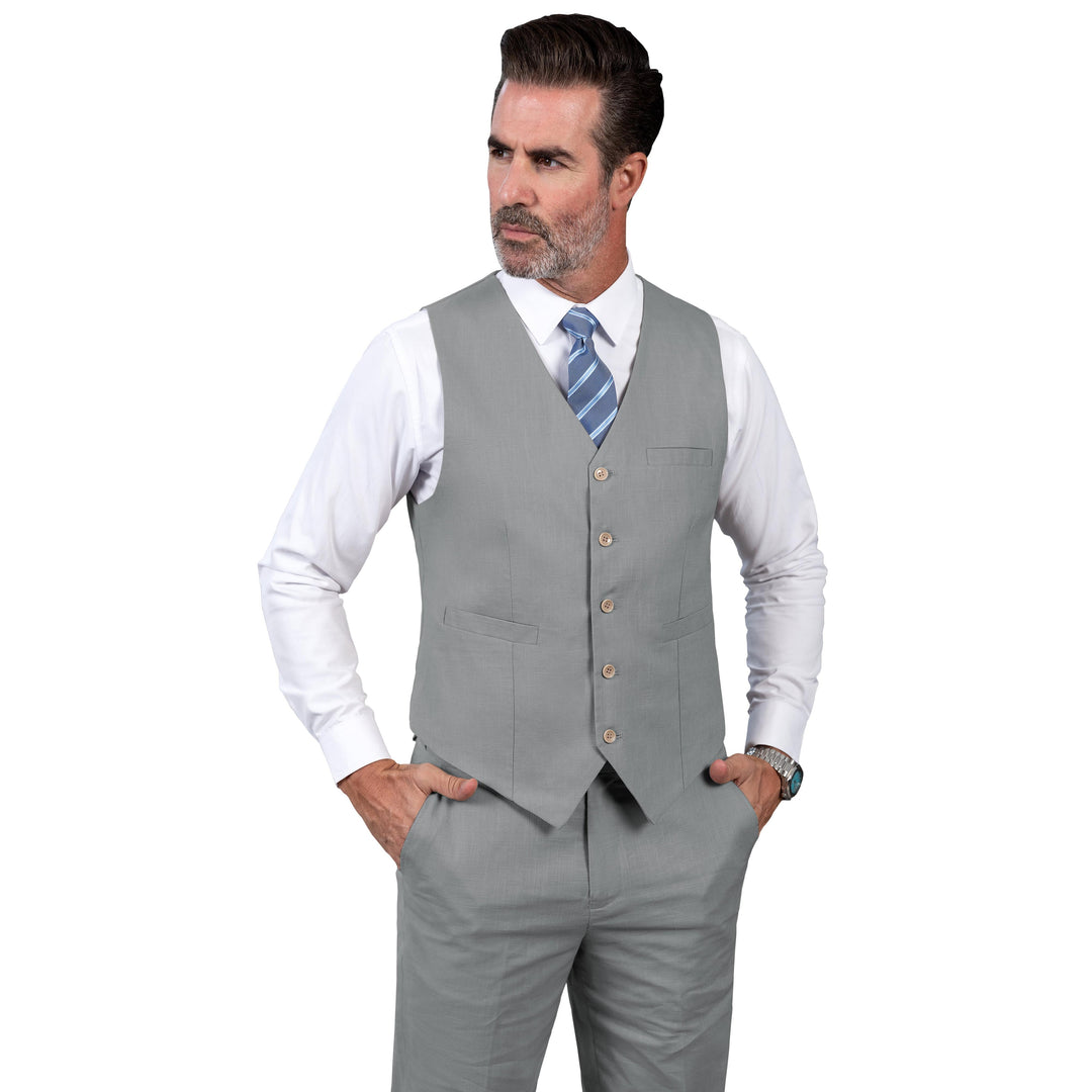 Formal 2 Pieces Mens Suit Flat Linen V Neck Suit(Vest+Pants) White / Size Customisation Formal 2 Pieces Mens Suit Flat Linen V Neck Suit(Vest+Pants) White / Size Customisation
