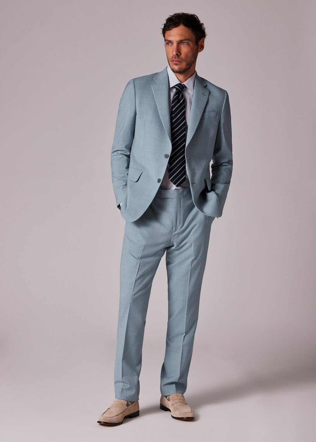 Formal 2 Pieces Mens Suit Flat Notch Lapel Tuxedos For Wedding (Blazer+Pants) mens event wear