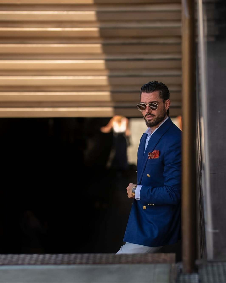 Formal 2 Pieces Mens Suit Flat Notch Lapel Tuxedos For Wedding (Blazer+Pants) mens event wear