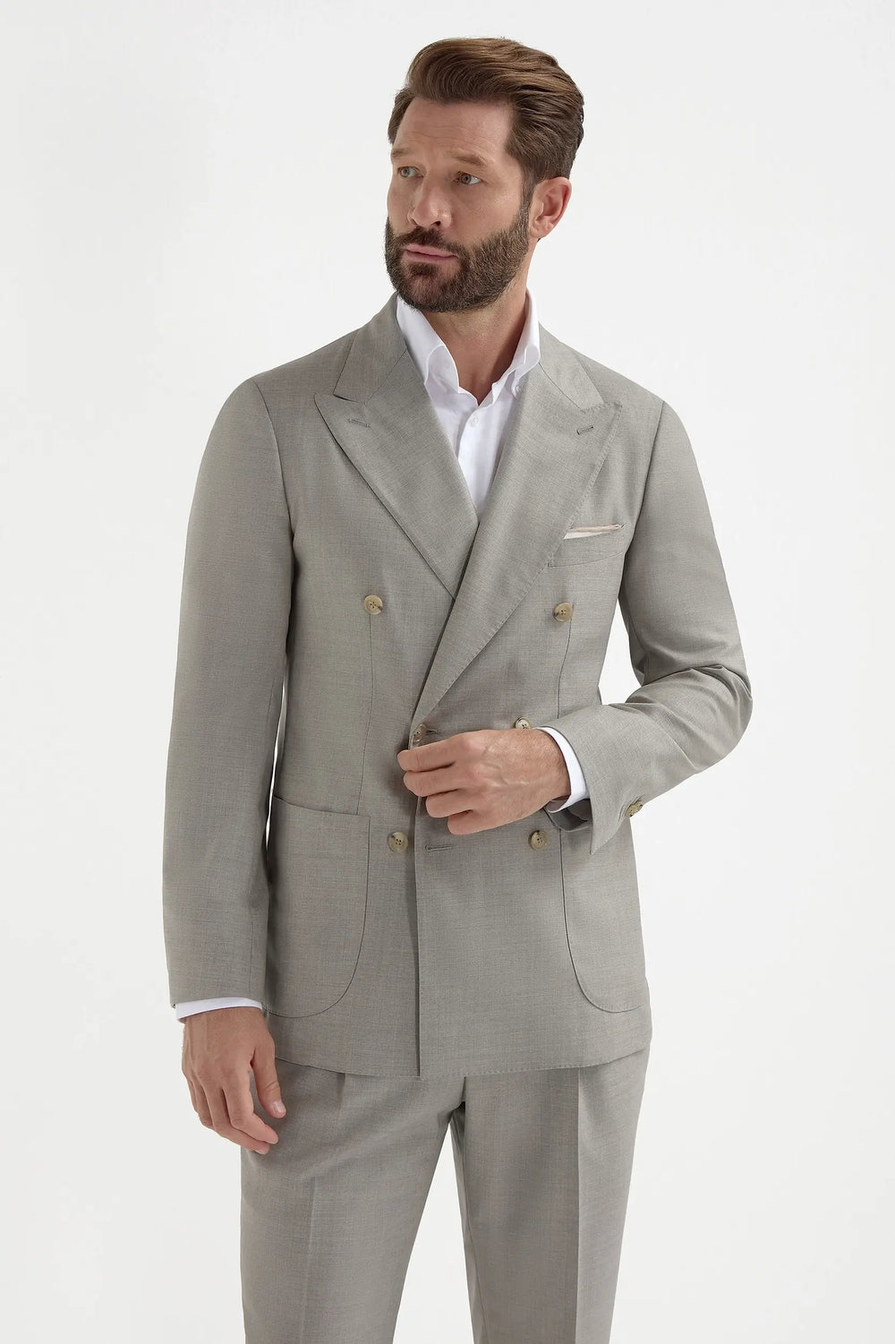 Formal 2 Pieces Mens Suit Flat Peak Lapel Tuxedos For Wedding (Blazer+Pants) mens event wear
