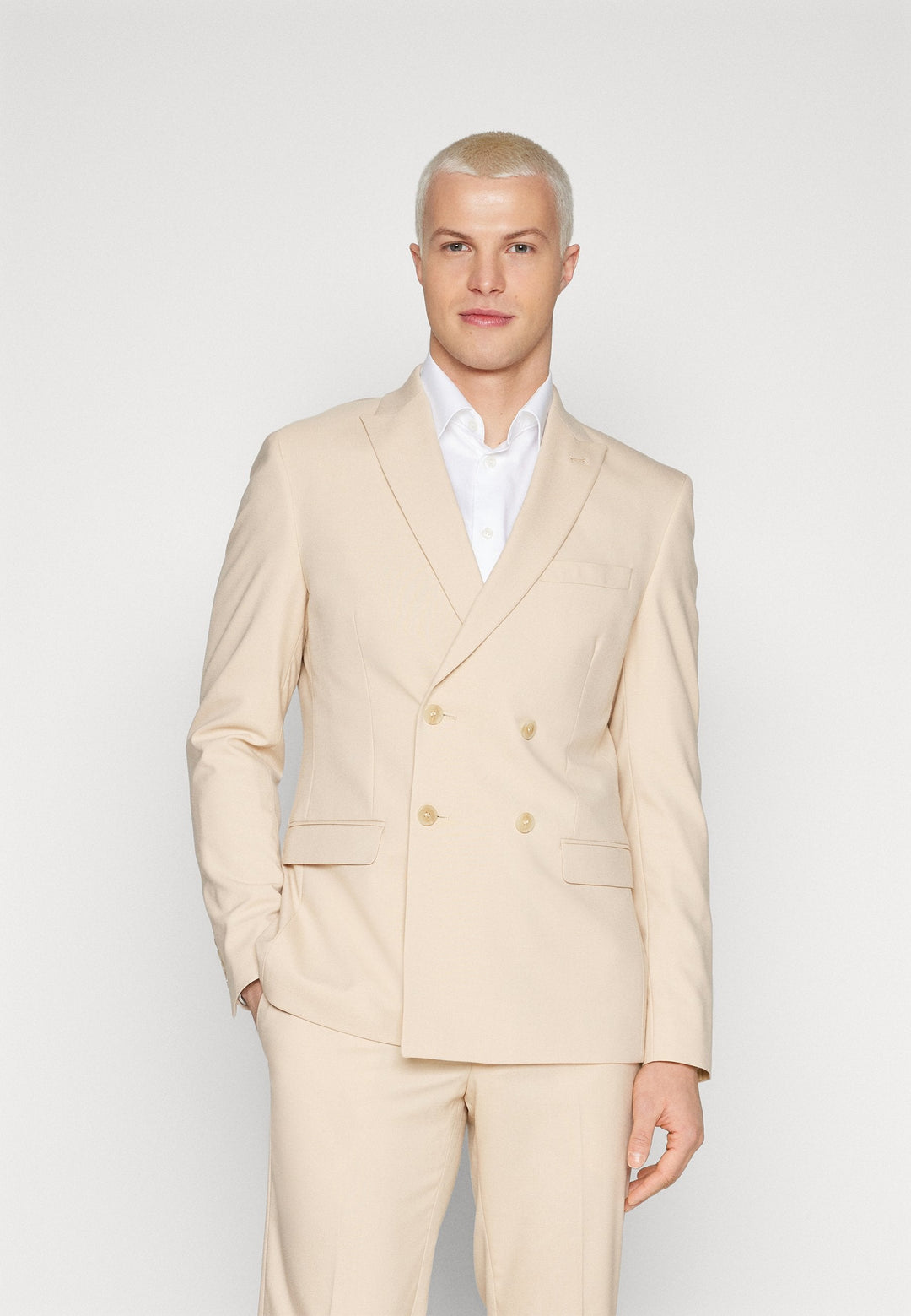 Formal 2 Pieces Mens Suit Flat Peak Lapel Tuxedos For Wedding (Blazer+Pants) mens event wear
