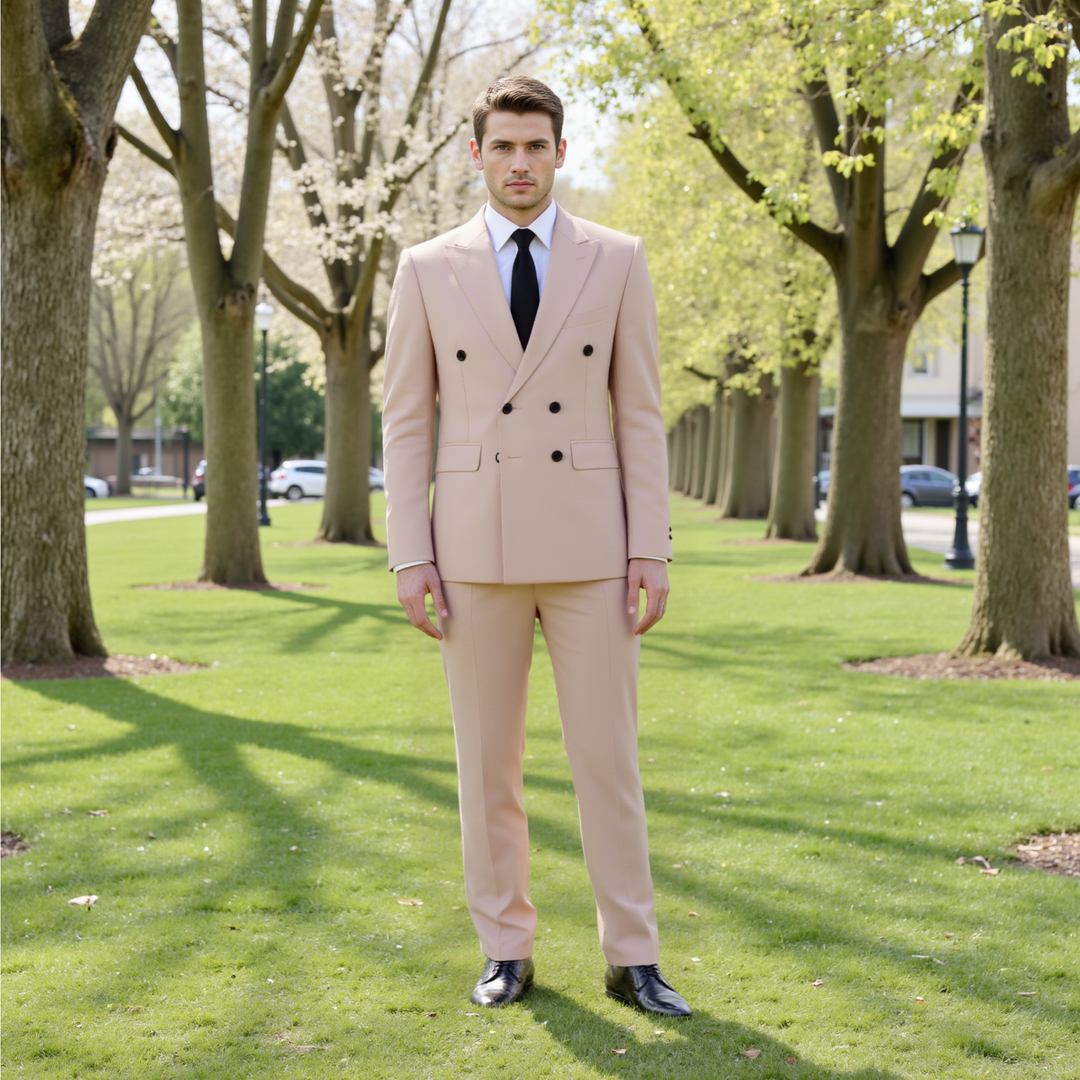 Formal 2 Pieces Mens Suit Flat Peak Lapel Tuxedos For Wedding (Blazer+Pants) mens event wear