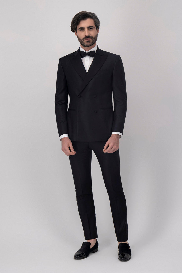 Formal 2 Pieces Mens Suit Flat Peak Lapel Tuxedos For Wedding (Blazer+Pants) mens event wear