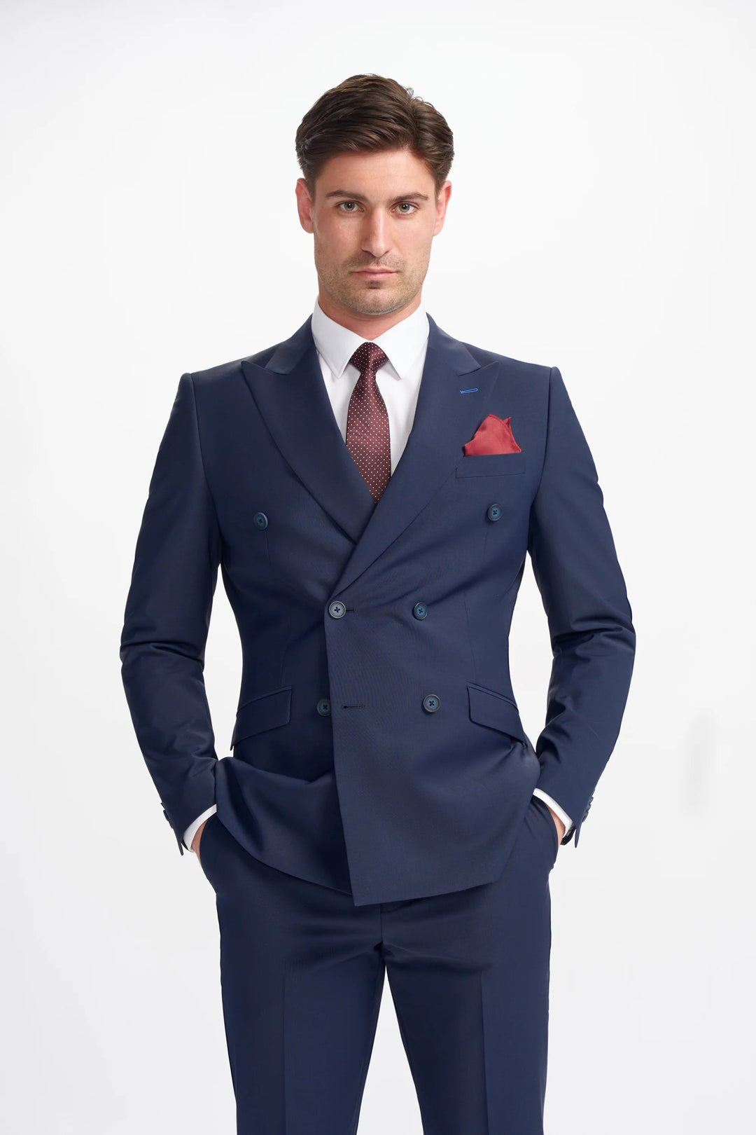 Formal 2 Pieces Mens Suit Flat Peak Lapel Tuxedos For Wedding (Blazer+Pants) mens event wear