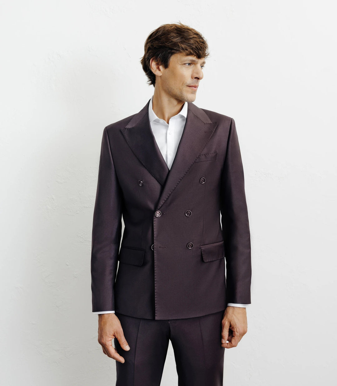 Formal 2 Pieces Mens Suit Flat Peak Lapel Tuxedos For Wedding (Blazer+Pants) mens event wear