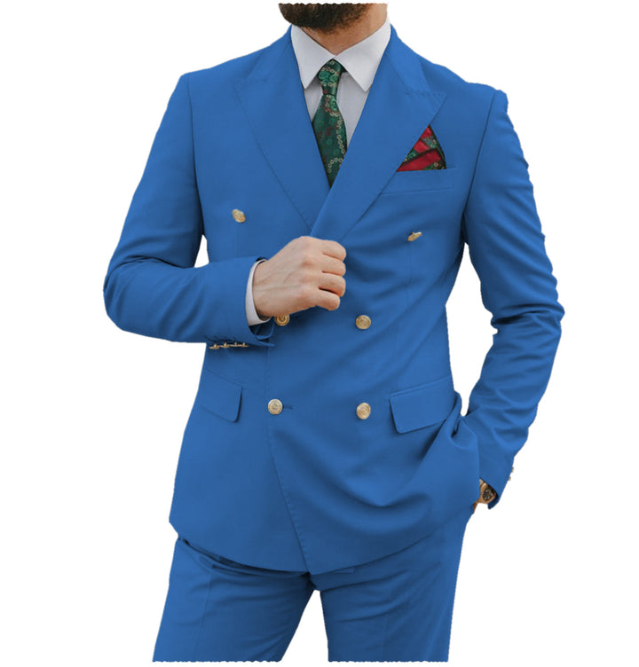 Formal 2 Pieces Mens Suit Flat Peak Lapel Tuxedos For Wedding (Blazer+Pants) mens event wear