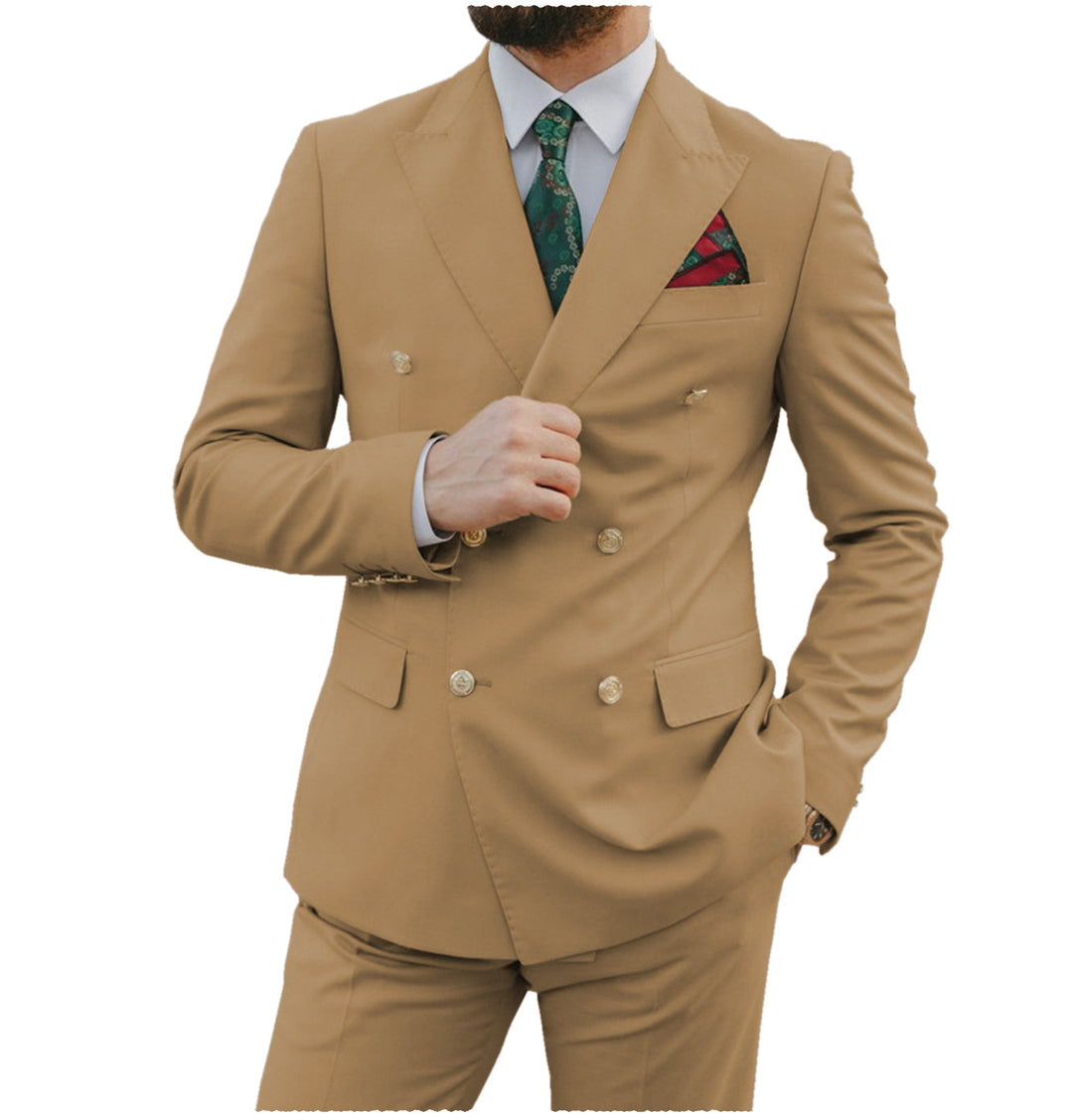 Formal 2 Pieces Mens Suit Flat Peak Lapel Tuxedos For Wedding (Blazer+Pants) mens event wear