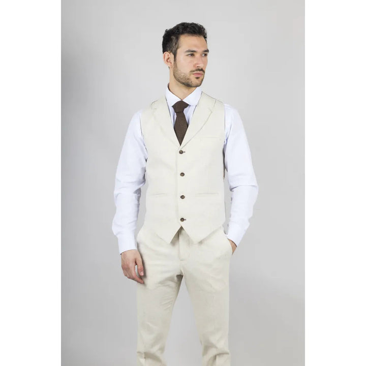 Formal 3 Pieces Mens Suit Flat Linen Notch Lapel Suit(Blazer+Vest+Pants) mens event wear