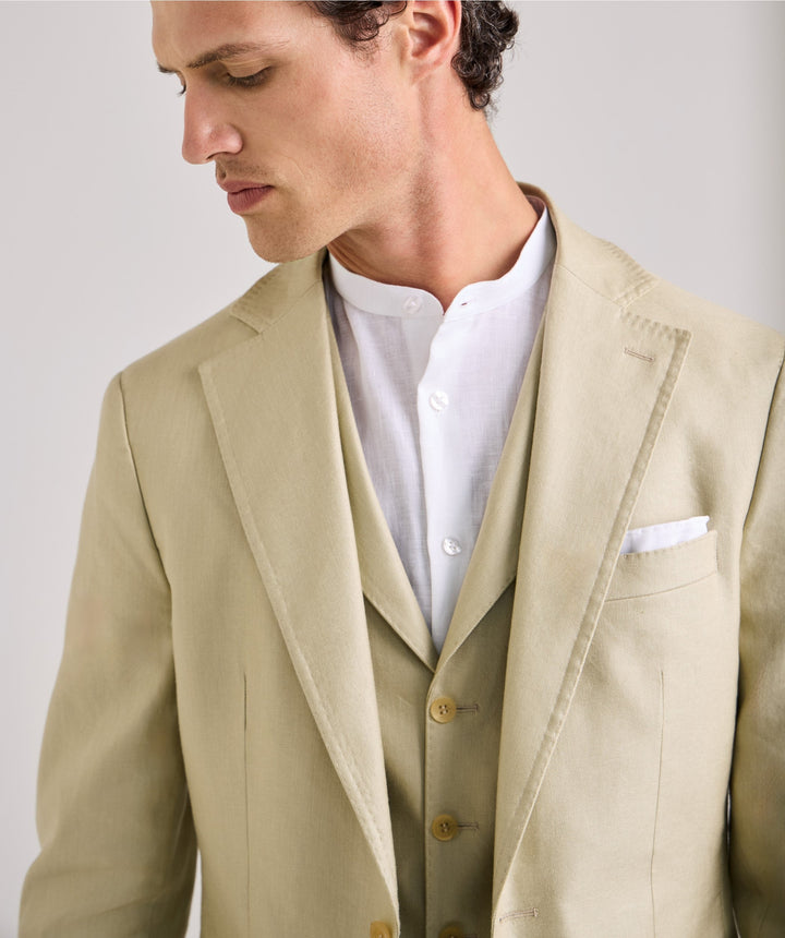 Formal 3 Pieces Mens Suit Flat Linen Notch Lapel Suit(Blazer+Vest+Pants) mens event wear