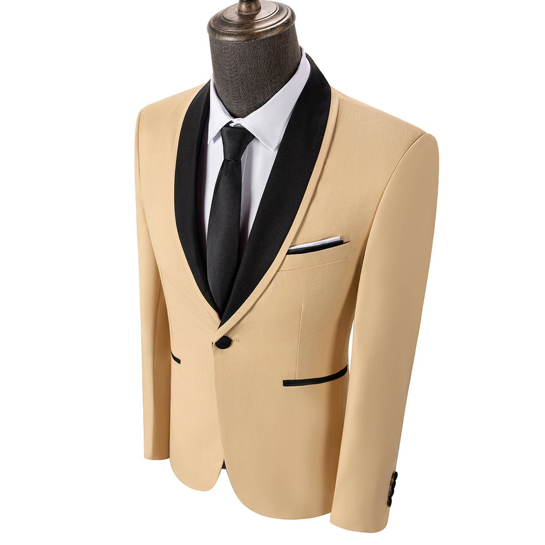 Formal 3 Pieces Mens Suit Flat Shawl Lapel Tuxedos (Blazer+vest+Pants) mens event wear